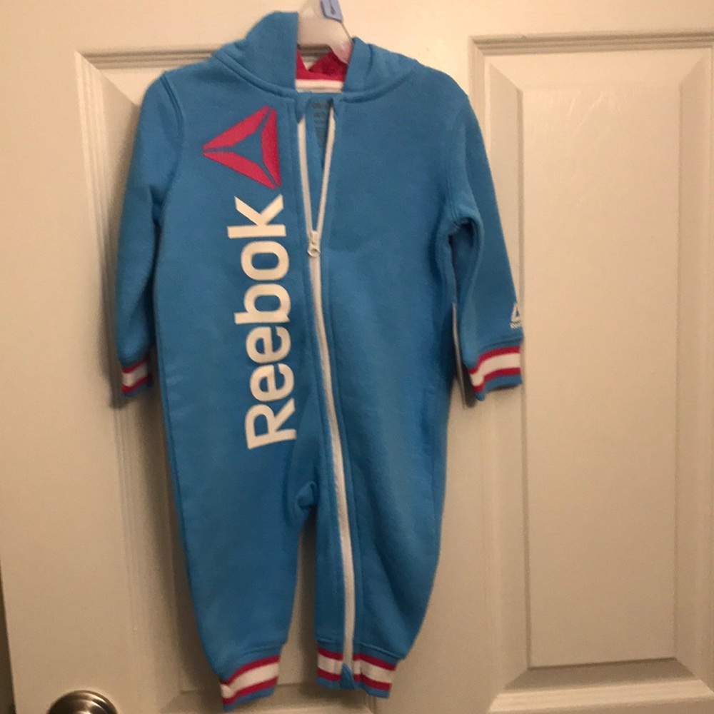 Reebok Baby Girls Hooded Romper Blue Blossom  3-6M